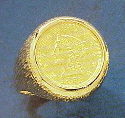 Gents U.S. $2 1/2 Liberty Gold Coin Ring