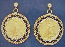 Fancy American Eagle Gold Coin Earrings