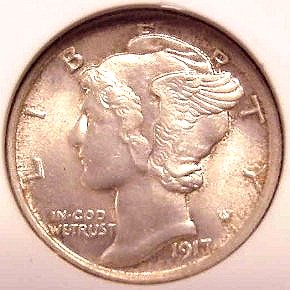 Popular brilliant unc. 1917-P Mercury dime!