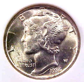 Pretty 1936-S Mercury Dime!